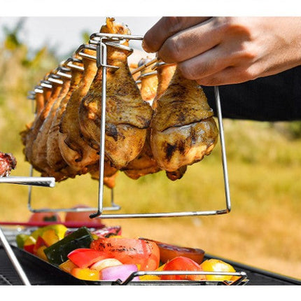 Portable Grilling Basket Mesh Clip 14 Slot Stainless Steel