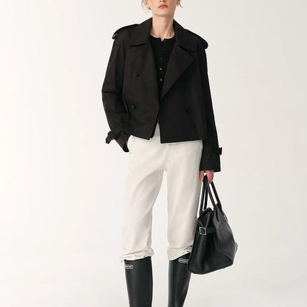 "Night Messenger" anti-wrinkle waterproof large lapel short straight