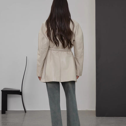 Imported sheepskin wide-shoulder lightweight lace-up suit leather