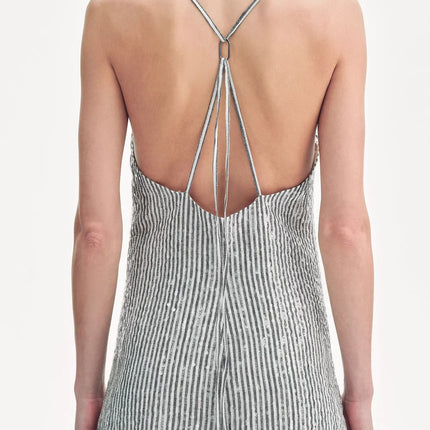Linen Sequin Embroidery Dress Summer"Galaxy Trace"