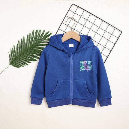 Toddler Girl Zip Up Hoodie Jacket Sorry Or Whatever Letter Print Long