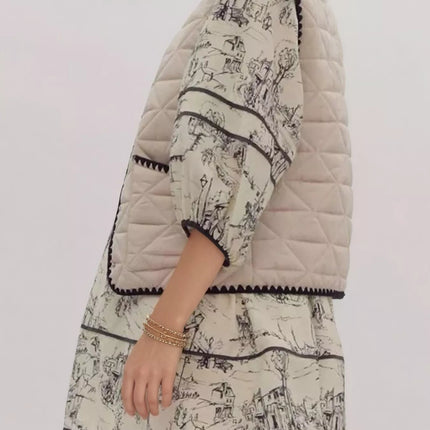 Textured Snap Down Vest Coat