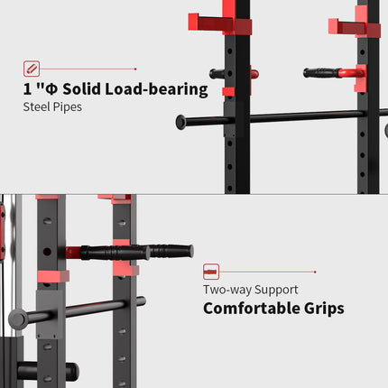 Multi-functional Power Cage Home Adjustable Pullup Squat Rack Capacity