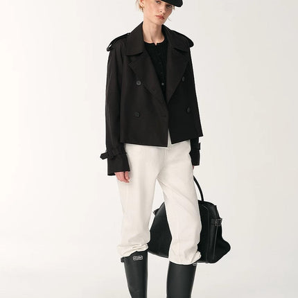 "Night Messenger" anti-wrinkle waterproof large lapel short straight