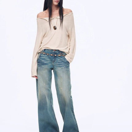 "Fashion Law" Casual One-shoulder Raglan Sleeve T-shirt Top