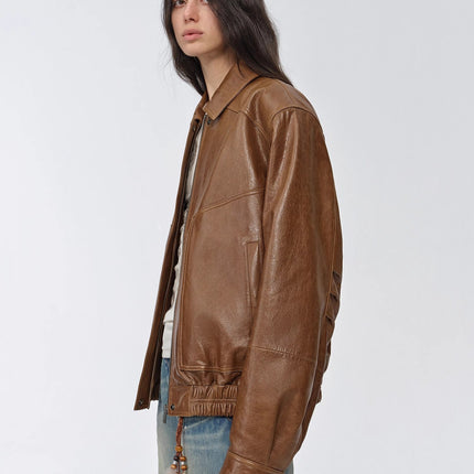 Fireladyfur Women's Retro Work Jacket in Waxed Leather "Fashionable