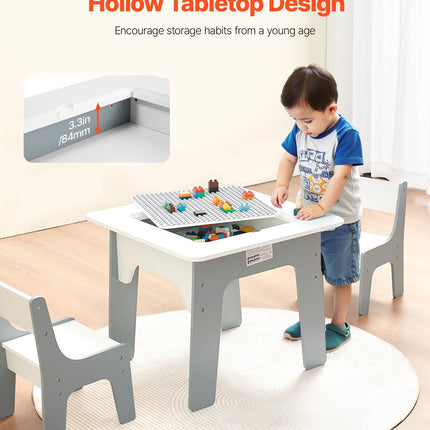 4 In 1 Kid Activity Table And 2 Chairs Set, Graffiti & Building Blocks