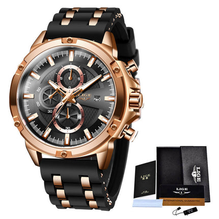 Men's Silicone Strap Sports Quartz Watch With Gift Box