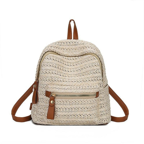 Elegant Straw Woven Backpack For Women