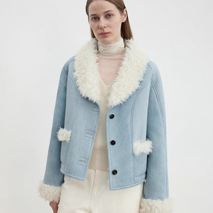 "Pure Era" imported high-quality lamb contrast color fruit collar