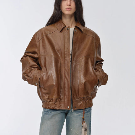 Fireladyfur Women's Retro Work Jacket in Waxed Leather "Fashionable