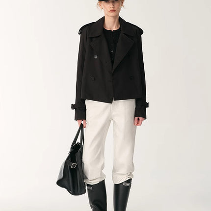 "Night Messenger" anti-wrinkle waterproof large lapel short straight