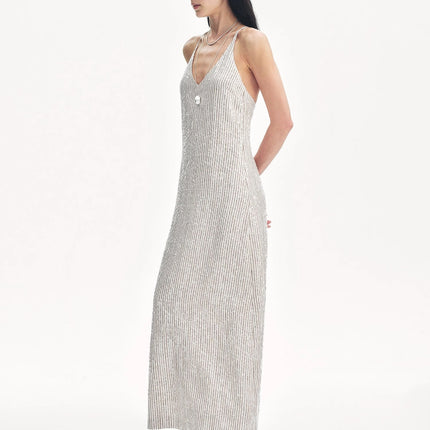 Linen Sequin Embroidery Dress Summer"Galaxy Trace"