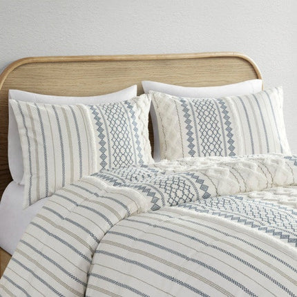 King Cal King Cotton Printed Duvet Cover Set With Chenille