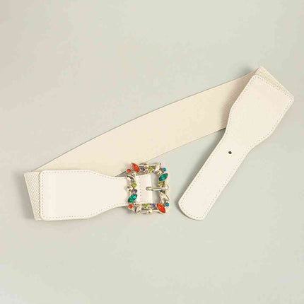 Multicolored Leaf Buckle Elastic Belt