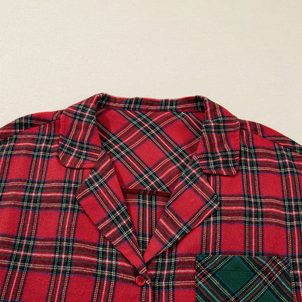 Plus Size Christmas Plaid Shirt and Shorts Pajama Set
