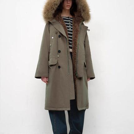 Fireladyfur Women's 90 Duck Down Parka with Raccoon Fur