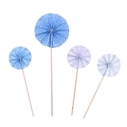 4Pcs/lot Mini Paper Fan Cake Topper Cupcake