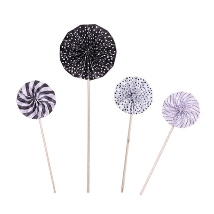 4Pcs/lot Mini Paper Fan Cake Topper Cupcake
