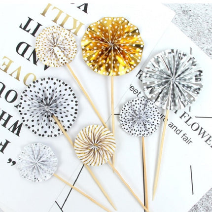 4Pcs/lot Mini Paper Fan Cake Topper Cupcake