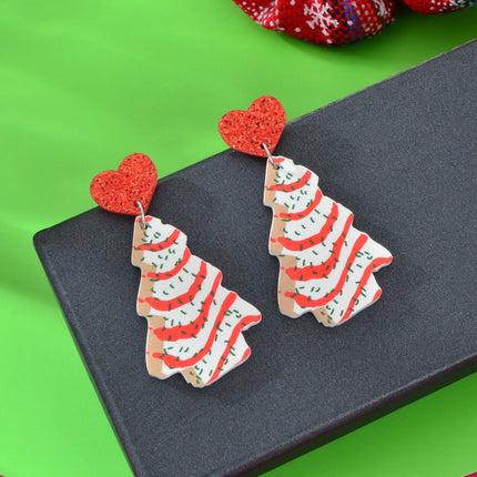 Festive Christmas Tree Pendant Dangle Earrings Dainty Seasonal Gifts