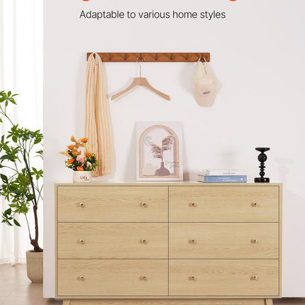 6 Drawer Dresser, Wooden Chest Of Drawers With Sliding With Anti-tip