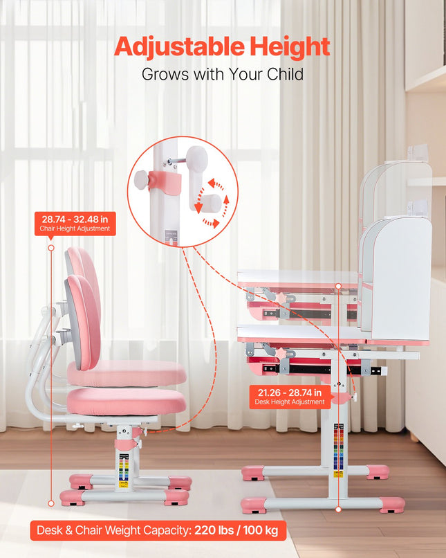 Kids Study Chair And Desk Set, Study Desk And Chair For Kids With