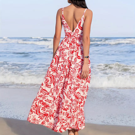 Printed Spaghetti Strap Midi Dress