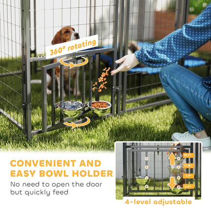 5.9 X 5.9 X 6 Outdoor Dog Kennel With Roof, Rotating & 4-Level