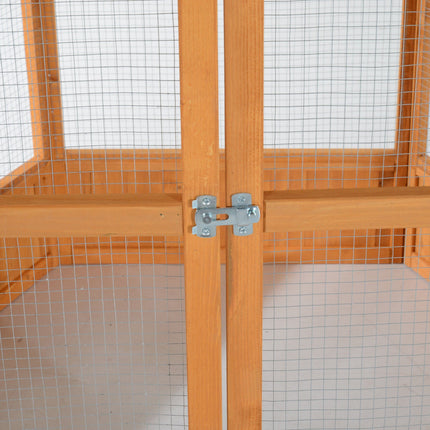 69" Wooden Hexagonal Outdoor Aviary Flight Bird Cage With Covered