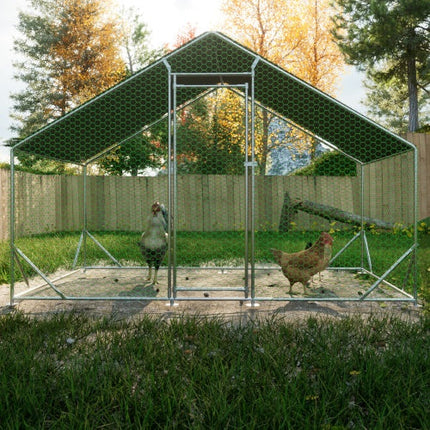 Large Metal Chicken Coop, Walk-in Chicken Run,Galvanized Wire Poultry