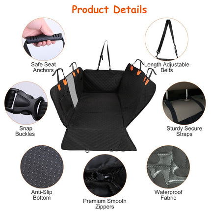 Dog Car Back Seat Cover With Zipper Mesh Window Storage Bags