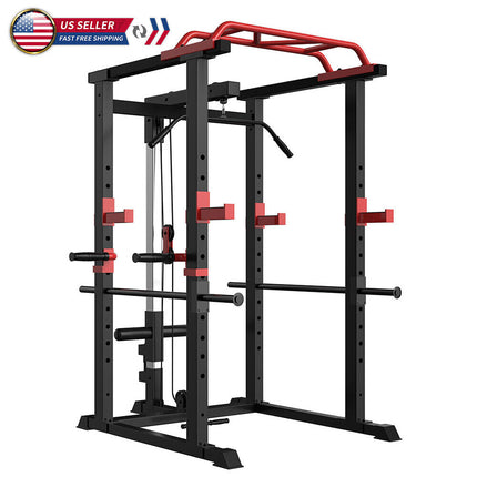 Multi-functional Power Cage Home Adjustable Pullup Squat Rack Capacity
