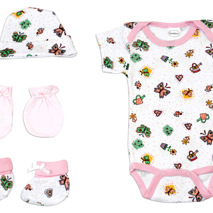 Newborn Baby Girls 4 Pc Layette Baby Shower Gift