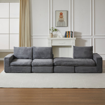 99-Inch Boneless Couch With Chaise, L-Shaped Modern Upholstered