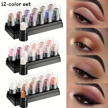 12-Color Waterproof Eyeshadow Lipstick Set 2 in 1 Lip And Eye Makeup