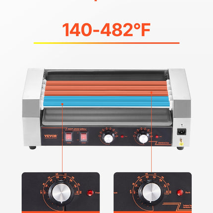 Electric 12 Hot Dog 5 Roller Commercial Sausage Grill Cooker Machine