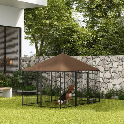 Outside Dog Kennel, 6.9' X 4.6' X 5' Puppy Play Pen With Canopy,