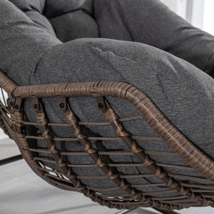 LuneluX_Home – Outdoor Rocking Lounge Chair with Cushion (Grey)