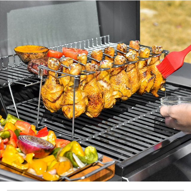 Portable Grilling Basket Mesh Clip 14 Slot Stainless Steel
