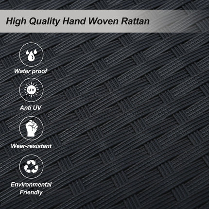 LuneluX_Home – Hanging Rattan Porch Swing for 2 (Black Wicker + White