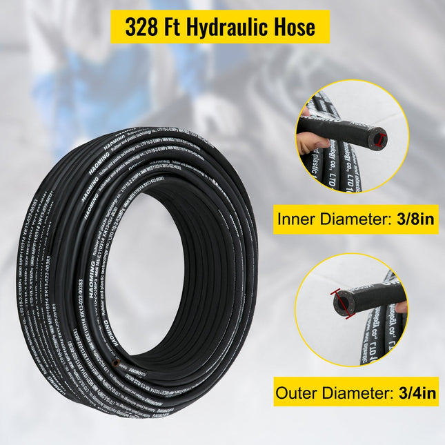 Hydraulic Hose 328 Feet Rubber Hydraulic Hoses With 2 High-Tensile