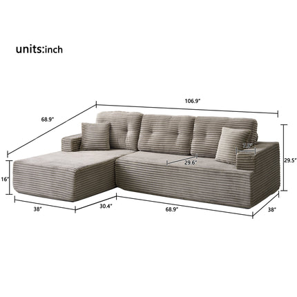 Right-Facing Chaise,L Shape Modular Sectional Sofa, Compressed