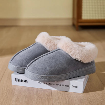 Faux Fur Round Toe Platform Slippers