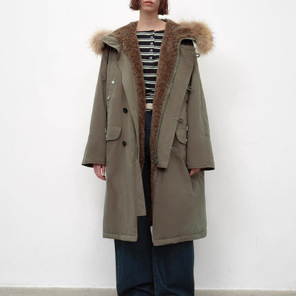 Fireladyfur Women's 90 Duck Down Parka with Raccoon Fur