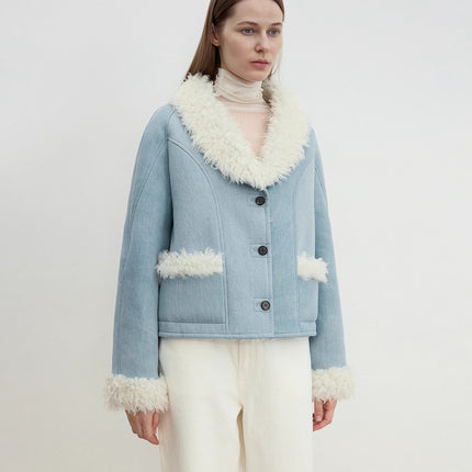 "Pure Era" imported high-quality lamb contrast color fruit collar