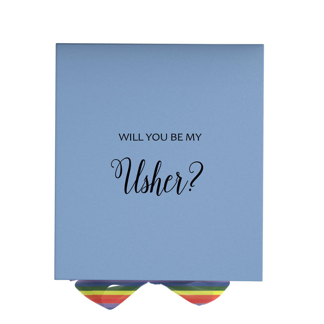 Will You Be My Usher? Proposal Box light blue - No Border - Rainbow