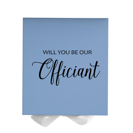 Will You Be our Officiant? Proposal Box Light Blue w/ white Bow- No
