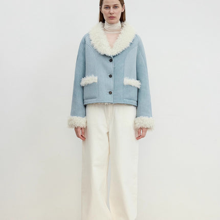 "Pure Era" imported high-quality lamb contrast color fruit collar