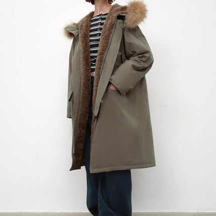 Fireladyfur Women's 90 Duck Down Parka with Raccoon Fur